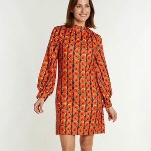 CK Bradley Emery vine fire barkcloth Orange Patterned Women's Dress NWT $258